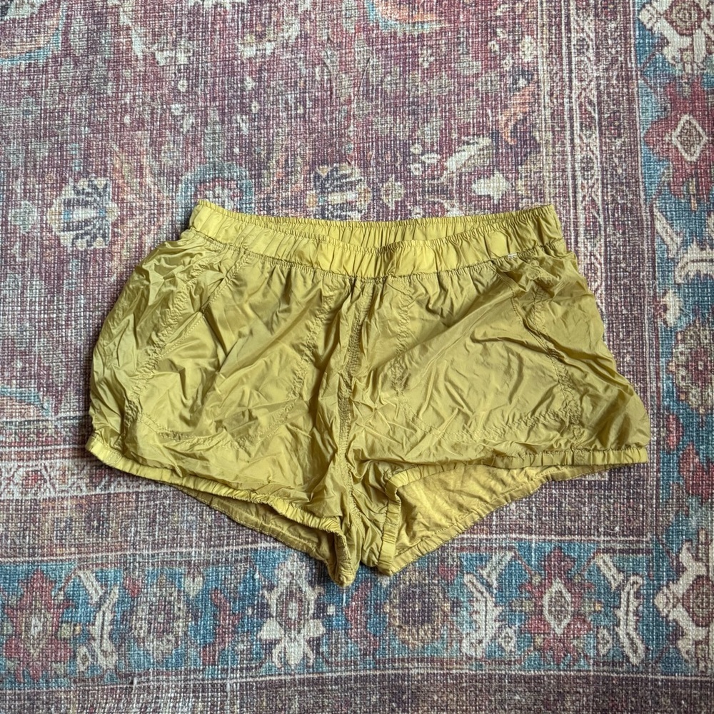 Free People Movement Sunshine Bubble Hem Yellow Athletic Shorts size medium